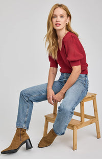 Gentle Fawn Phoebe Sweater Garnet Puff-Sleeve Knit