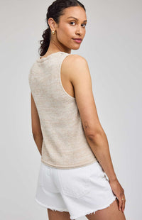 Gentle Fawn Rebel Tie Front Knit Tank linen angled back view Lemonberry Aurora