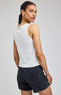Gentle Fawn Rebel Tie Front Knit Tank white angled back view Lemonberry Aurora