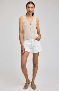 Gentle Fawn Rebel Tie Front Knit Tank linen full body view Lemonberry Aurora