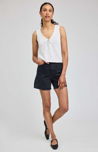 Gentle Fawn Rebel Tie Front Knit Tank white full body view Lemonberry Aurora