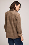 Back view of Gentle Fawn Sapphira Jacket in chocolate glenczech pattern.