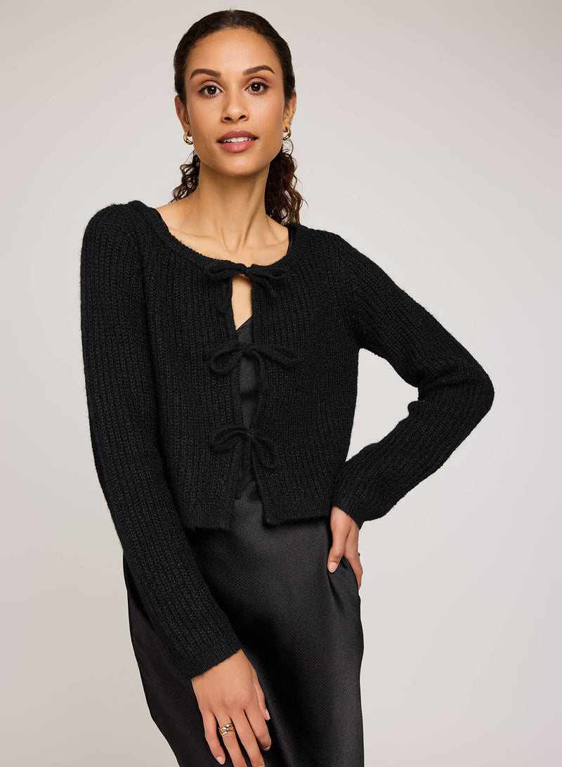 Gentle Fawn Shayla Cardigan in black with front tie detail, available at Lemonberry Aurora