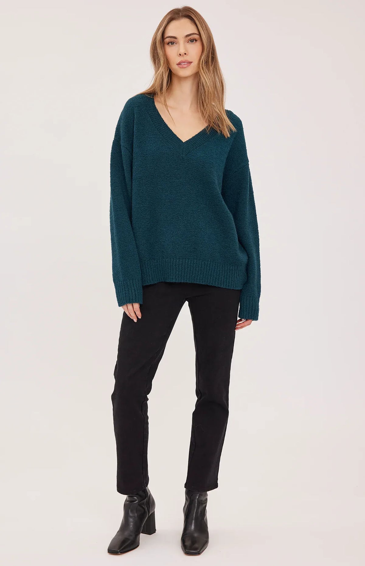 Gentle Fawn Tilda sweater in Spruce, full front view