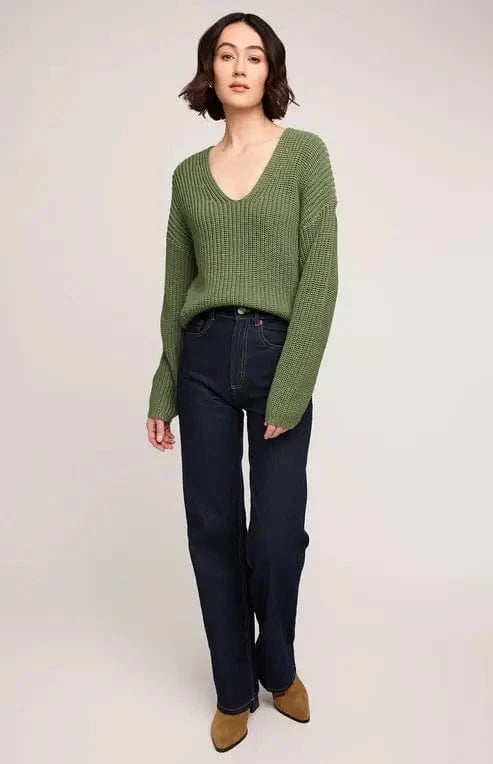 Gentle Fawn Spencer sweater green V-neck front view