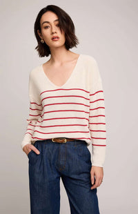 Gentle Fawn Tucker sweater cream red stripe knit front view Lemonberry Aurora