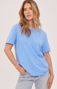 Women’s bluebell crewneck t-shirt by Gentle Fawn, front view — Lemonberry Aurora