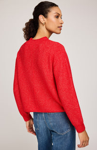 Gentle Fawn Wanda Sweater in heather red, back view with centre seam – available at Lemonberry in Aurora