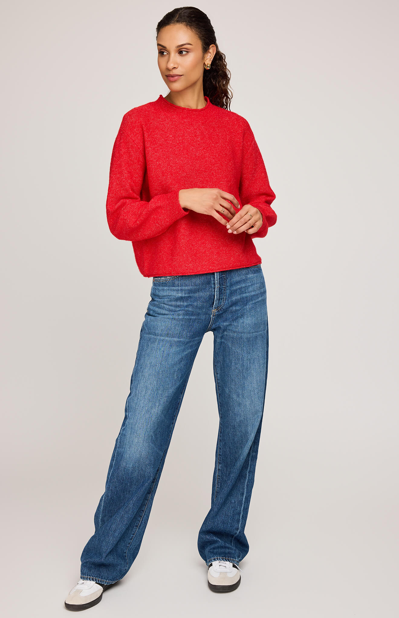 Gentle Fawn Wanda Pullover Sweater in heather red, full front view with relaxed fit – available at Lemonberry in Aurora