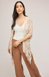 Lightweight Dawn cover-up by Gentle Fawn styled with nice lite brown linen pants – available at Lemonberry, Aurora