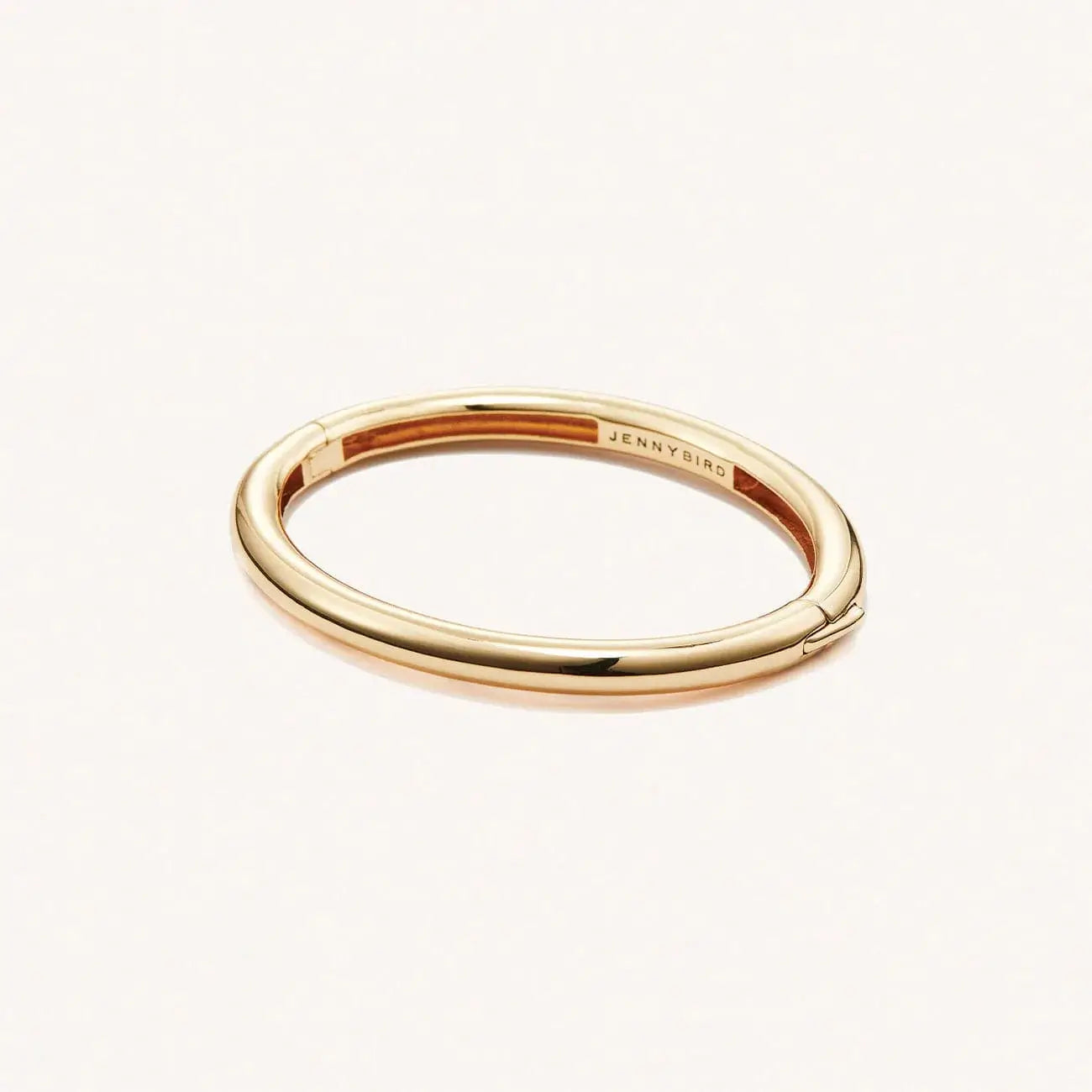 Gold Gia bangle by Jenny Bird on a white background at Lemonberry in Aurora