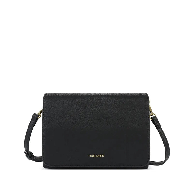 Front shot of Pixie Mood Gianna Crossbody in black – cruelty-free vegan leather