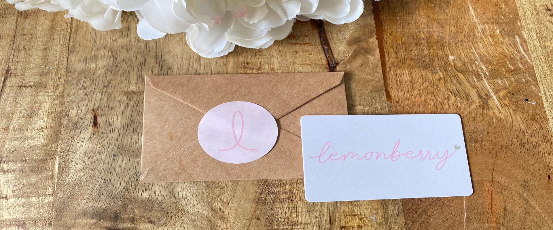 picture of the Lemonberry gift card with envelope and Lemonberry sticker