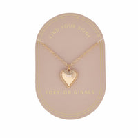 Gold sweetheart heart pendant necklace, Foxy Originals, display view — Lemonberry Aurora
