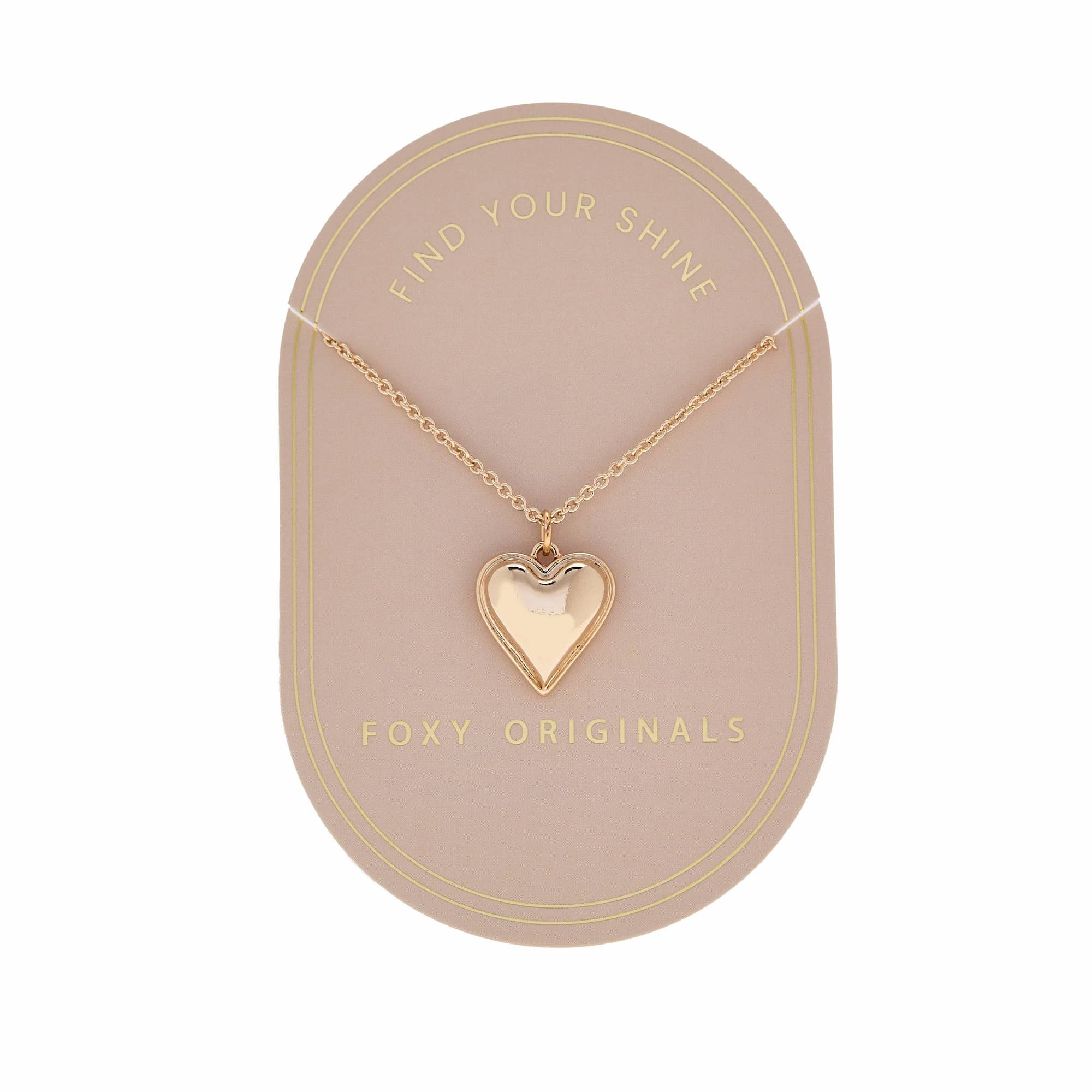 Gold sweetheart heart pendant necklace, Foxy Originals, display view — Lemonberry Aurora