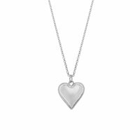 Silver sweetheart heart pendant necklace, Foxy Originals, detail view — Lemonberry Aurora