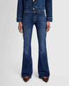 High-Waist Ali Flare Jeans – Full Front View in Dark Blue Wash
