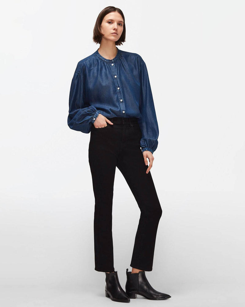 High-Waisted Slim Kick B(Air) Jeans – Full Front View in Black Rinse