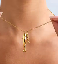 HoopLa Go Fish Charm Necklace fish charm detail Lemonberry Aurora