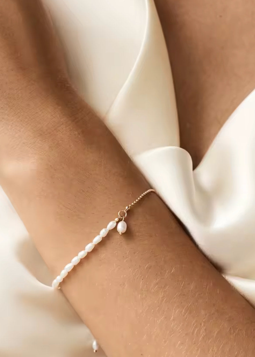 HoopLa Sedna Pearl Bracelet angled-front view Lemonberry Aurora