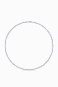 Hoopla silver tennis necklace full view showing flexible prong set AAA zircon stones Lemonberry Aurora