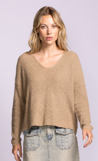 Pink Martini Sherri Sweater Beige V-Neck Knit