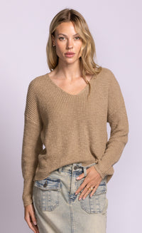 Pink Martini Sherri Sweater Beige V-Neck Knit