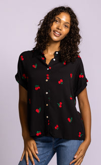 Pink Martini Mon Cherry Blouse - Embroidered Button Front