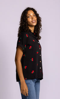 Pink Martini Mon Cherry Blouse - Embroidered Button Front