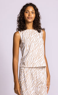 Pink Martini Roscoe Top Zebra Print Sleeveless Blouse