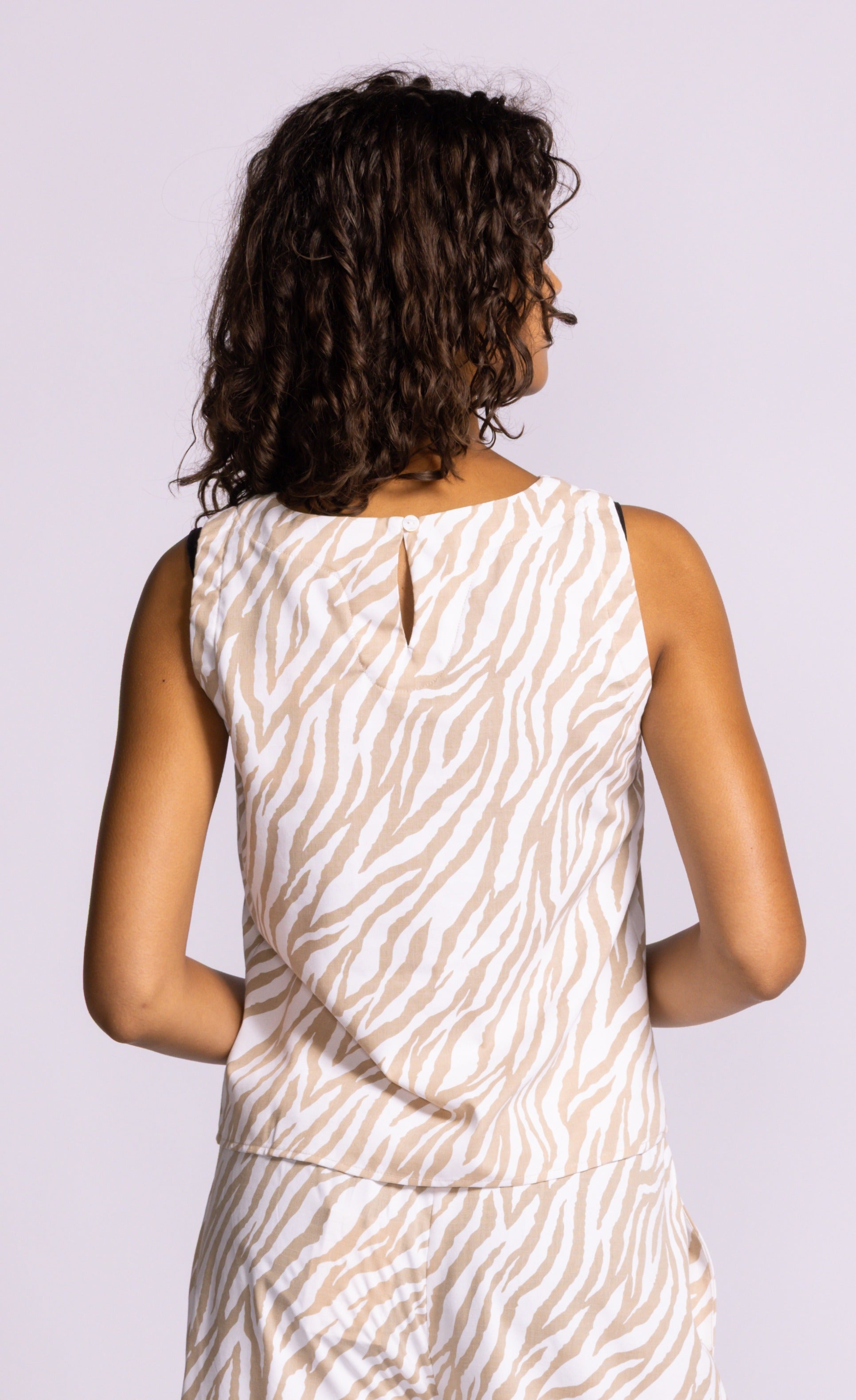 Pink Martini Roscoe Top Zebra Print Sleeveless Blouse