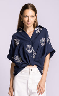 Pink Martini Reese Top Printed Short Sleeve Blouse