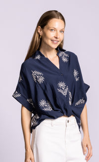 Pink Martini Reese Top Printed Short Sleeve Blouse