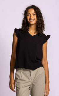 Pink Martini Lizzy Top Flutter Sleeve Blouse