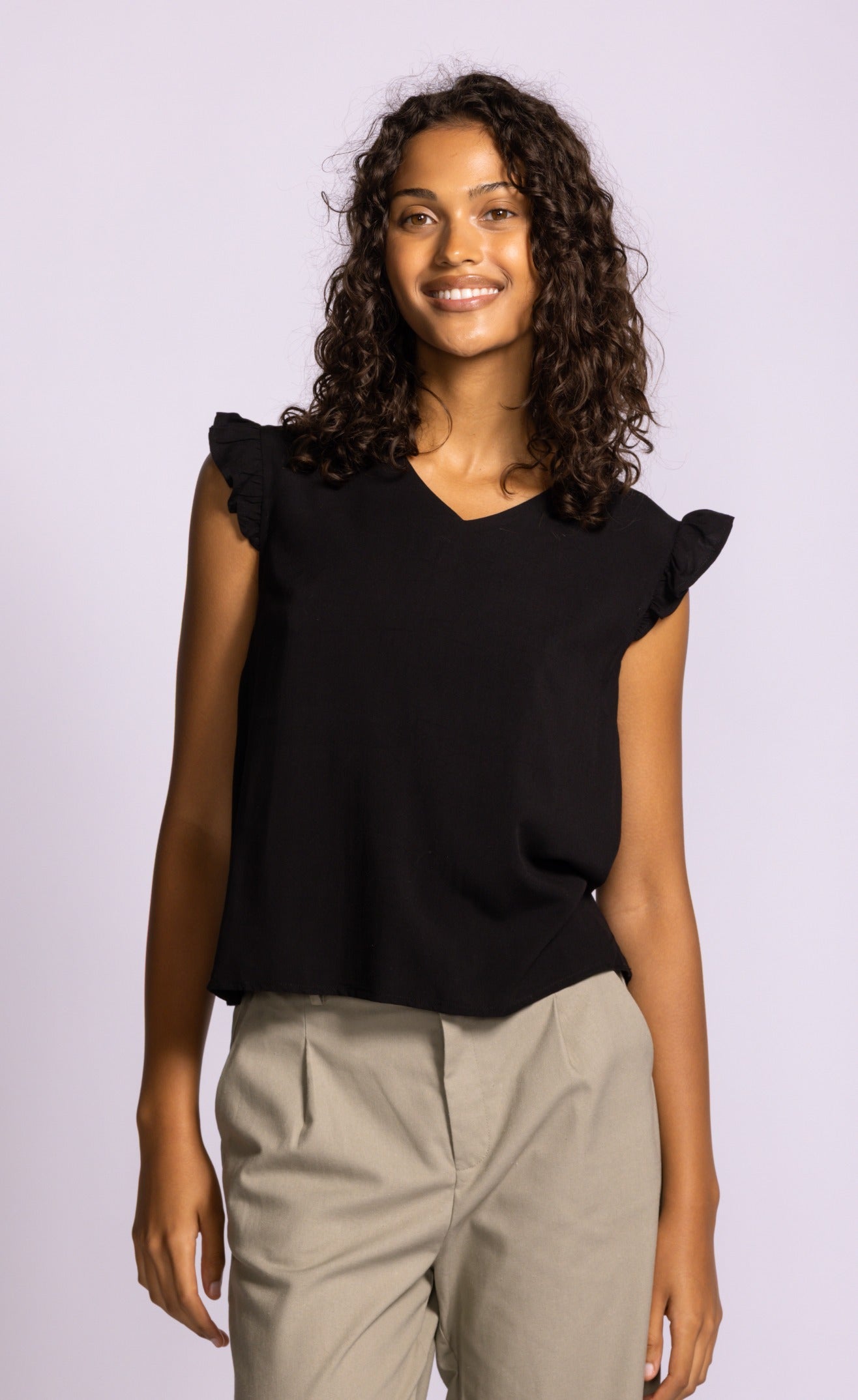Pink Martini Lizzy Top Flutter Sleeve Blouse