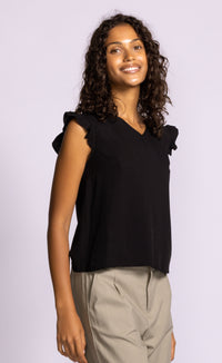 Pink Martini Lizzy Top Flutter Sleeve Blouse
