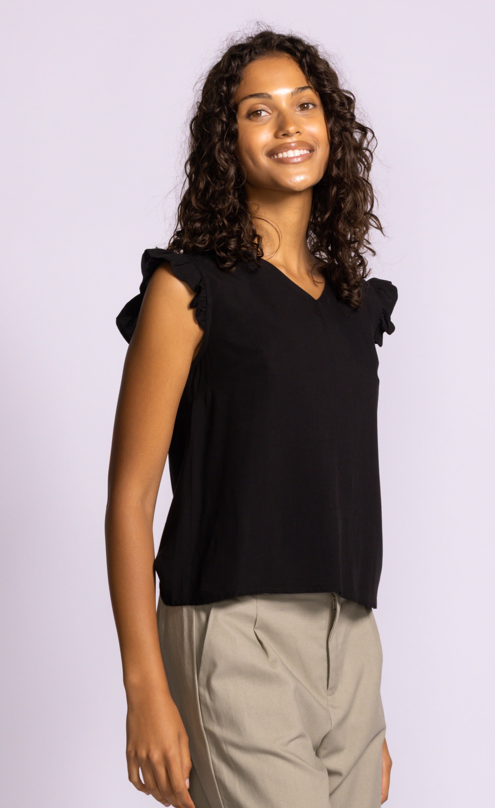 Pink Martini Lizzy Top Flutter Sleeve Blouse
