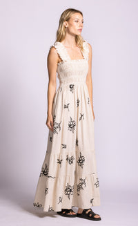 Pink Martini Margate Dress Printed Smocked Bodice Maxi