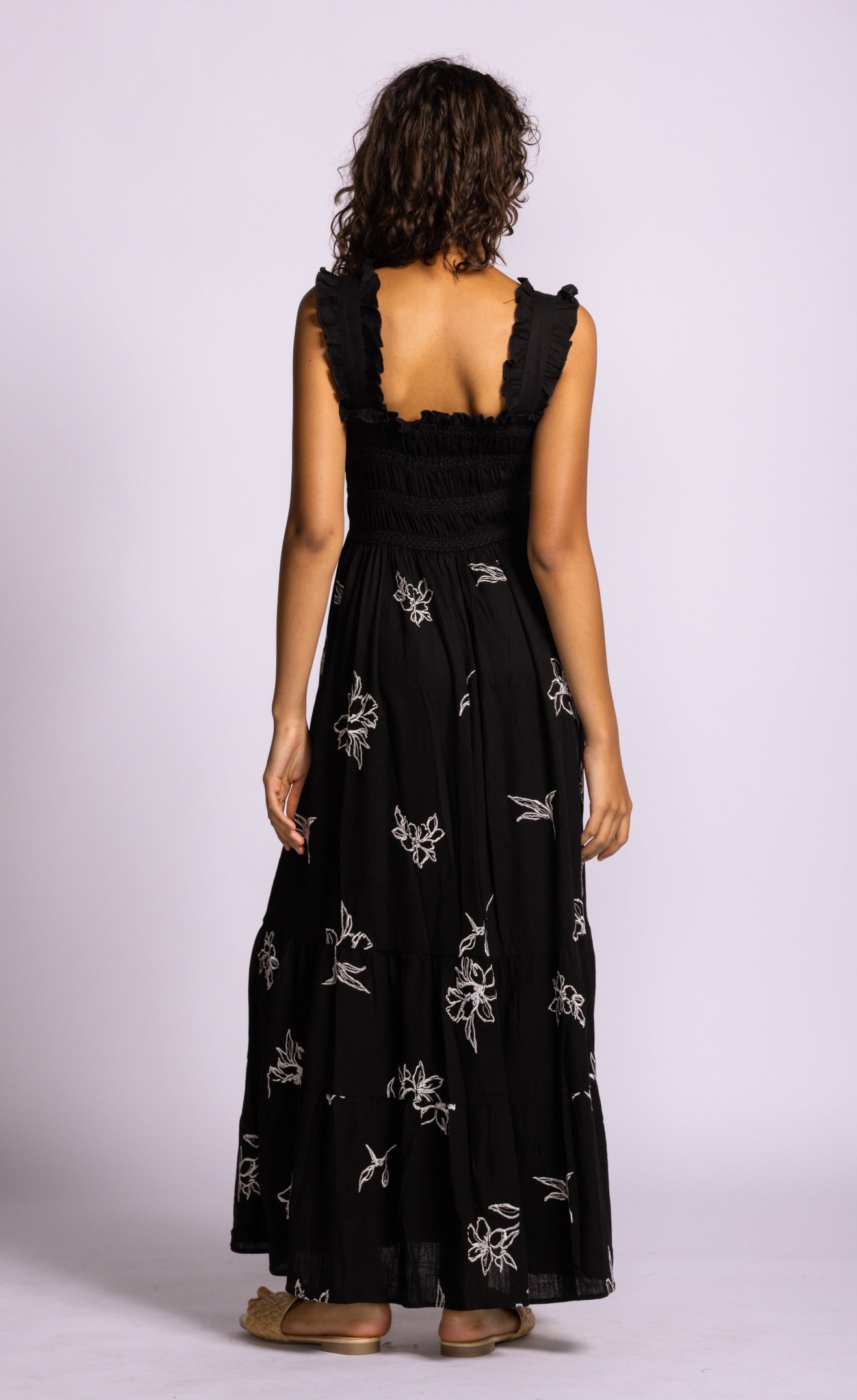 Pink Martini Margate Dress Printed Smocked Bodice Maxi