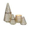 Indaba Shimmer Tree Candles in silver — assorted small, medium, and large sizes glowing together, Lemonberry Aurora.