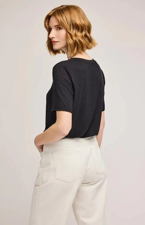 Gentle Fawn Jamie top EcoVero V-neck tee black back view Lemonberry Aurora