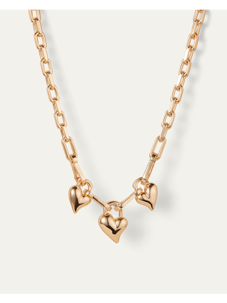 Jenny Bird Padlock Triple Heart Pendant Necklace