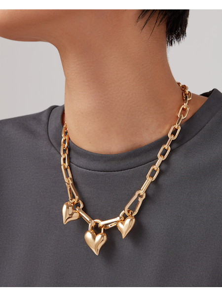 Jenny Bird Padlock Triple Heart Pendant Necklace
