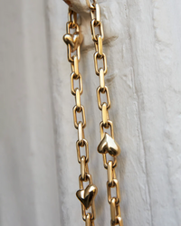 Close-up of sculpted heart link detail on Jenny Bird Art Heart Chain Necklace