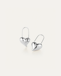 Jenny Bird Celeste Heart Earrings in silver, front view, Lemonberry Aurora.