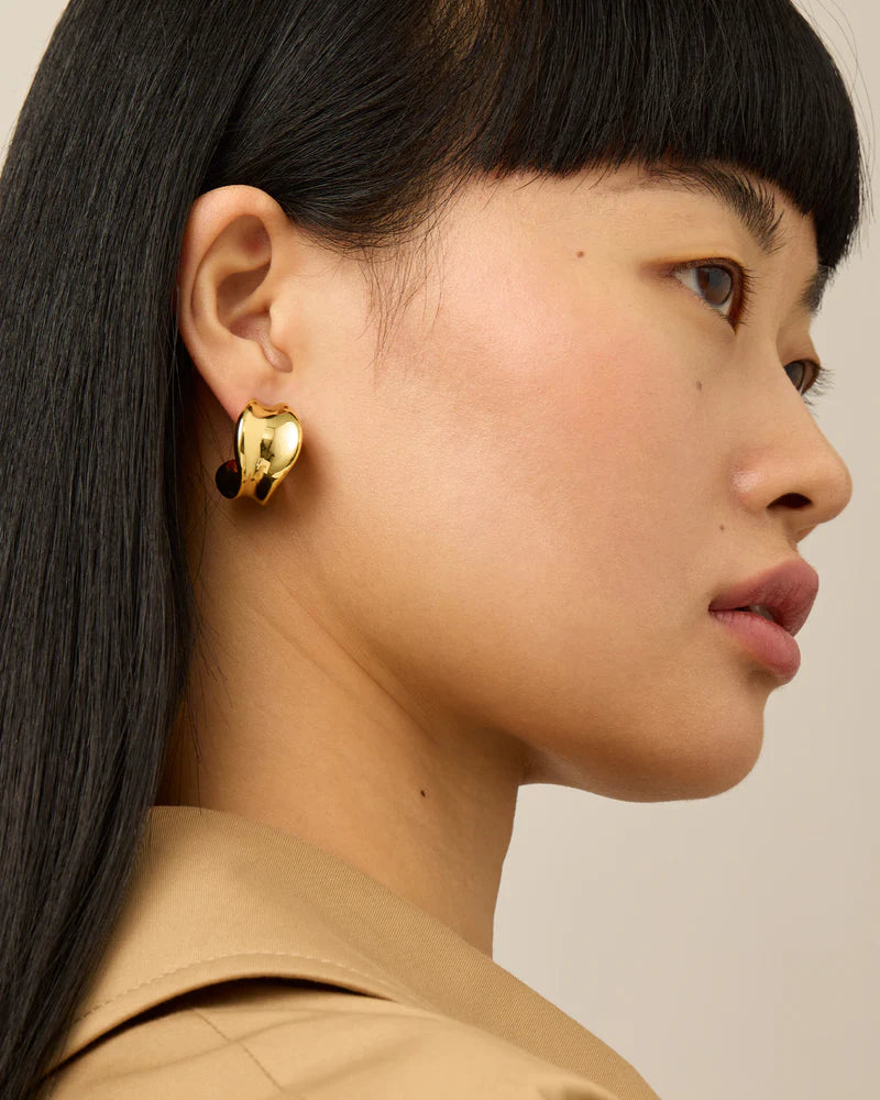 Jenny Bird Chunky Doune Hoop Earrings in 14K gold plated brass — Lemonberry Aurora close-up