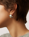 Jenny Bird Chunky Doune Hoop Earrings in silver plated brass — Lemonberry Aurora on model