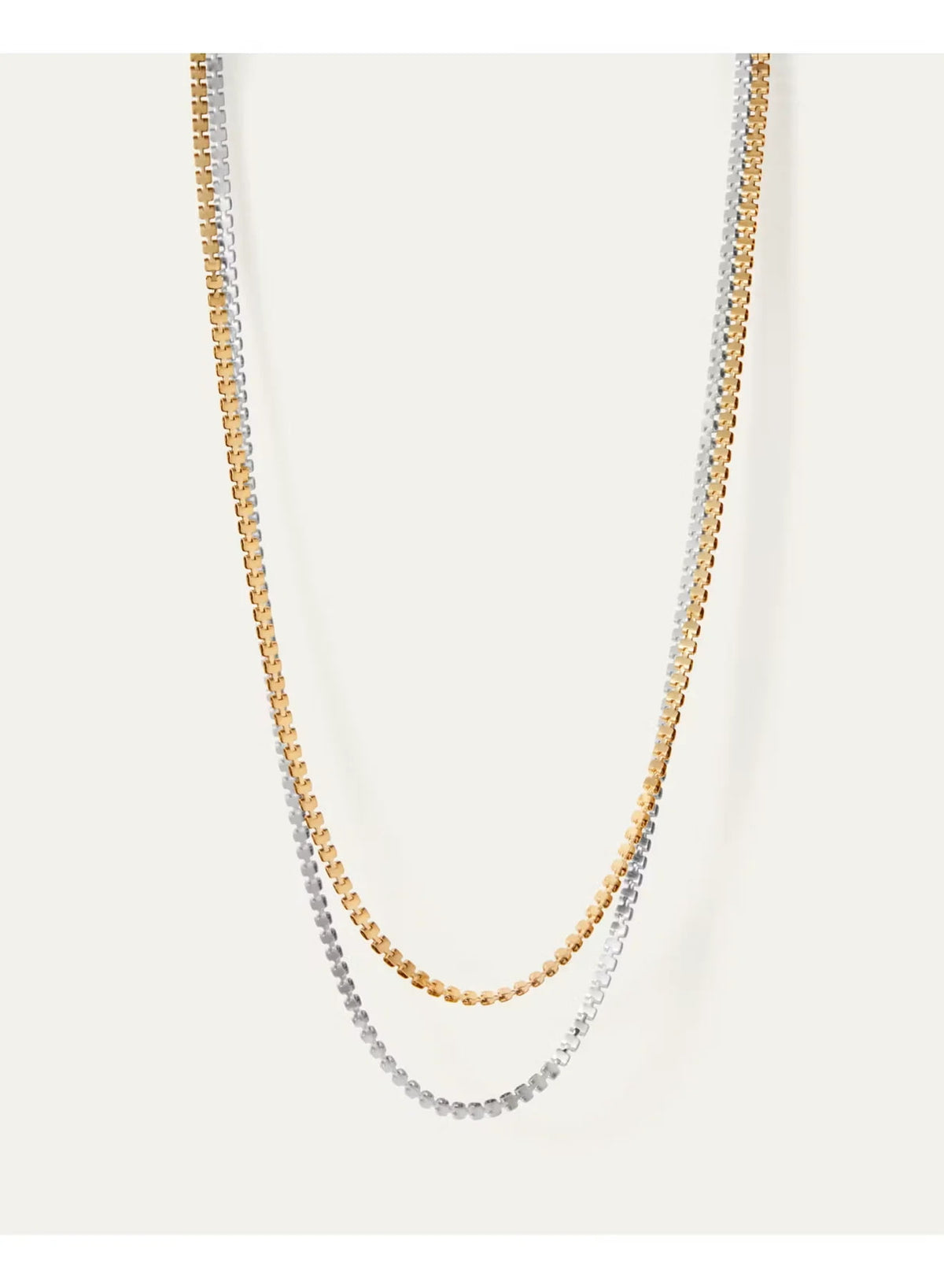 Jenny Bird Double Amalfi two-tone layered necklace flat-lay Lemonberry Aurora