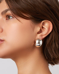 Jenny Bird Gemma Hoop Earrings in silver plated brass — Lemonberry Aurora on model