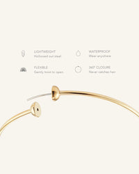 Jenny Bird Icon Hoops Small gold clasp close-up, Lemonberry Aurora — tension closure detail.